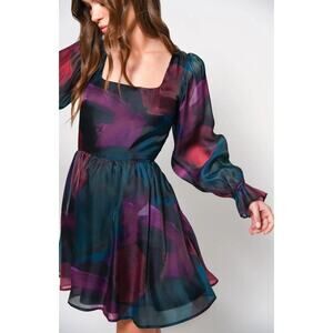 Anthropologie Hutch Ivy Satin Mini Dress Long Sleeve Women's Size 12